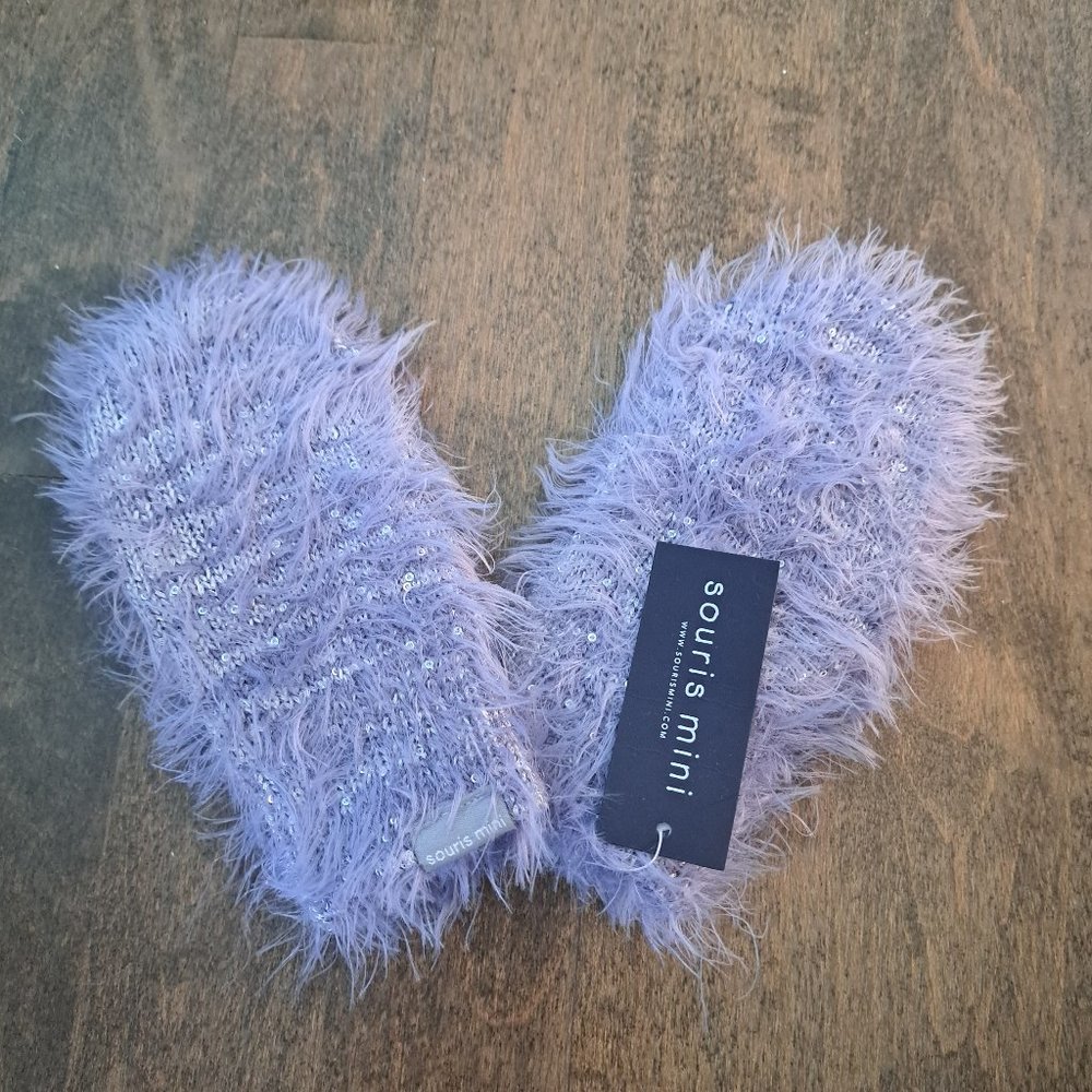 Souris Mini knitted mittens lilac fancy dressed up mitains 2-3 years NWT